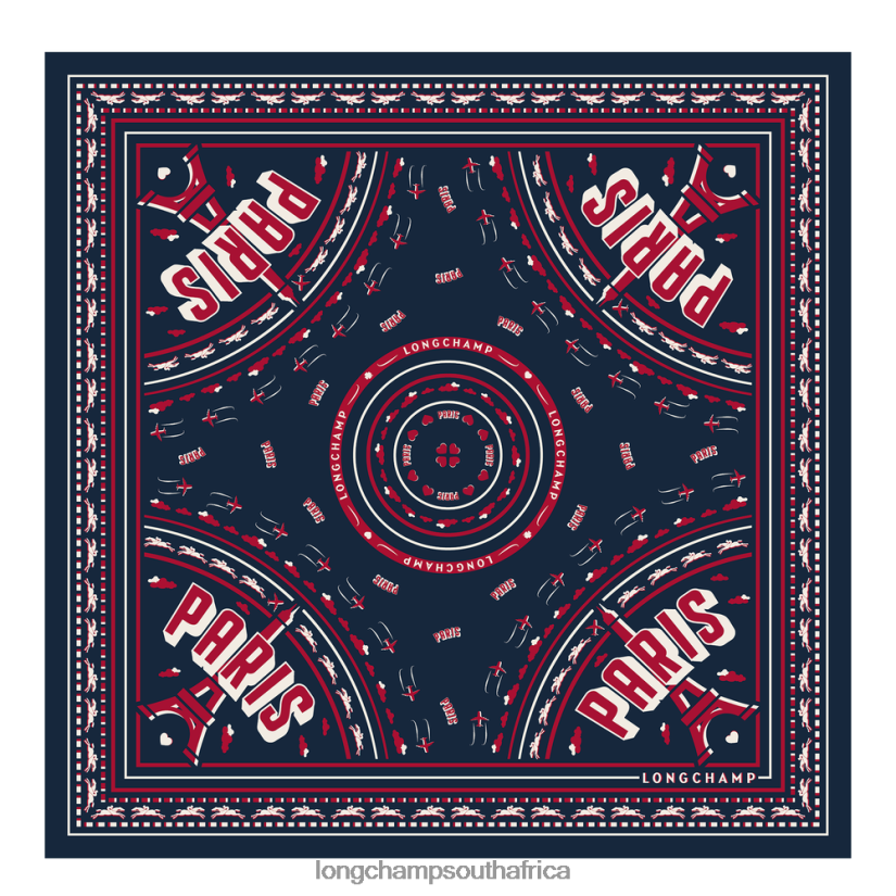 Spring/Summer 2023 Collection Silk scarf 50 Navy Accessories Longchamp Women 6D0H6J1015