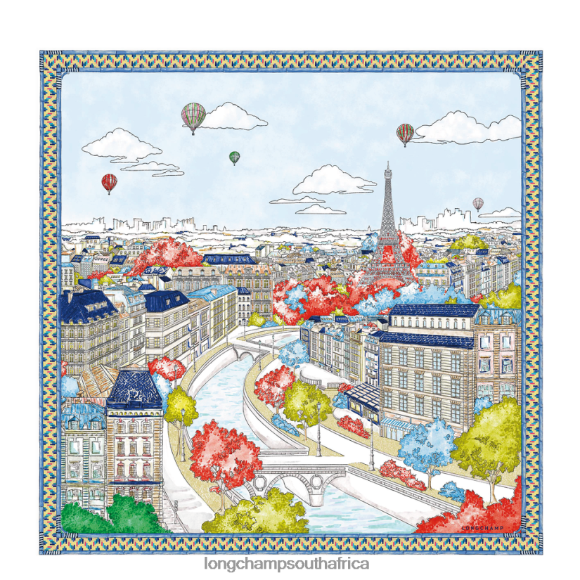 Spring/Summer 2023 Collection Silk scarf 90 Blue Accessories Longchamp Women 6D0H6J1043