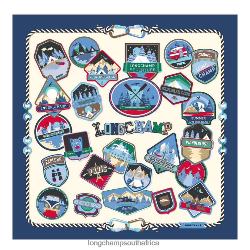 Spring/Summer 2023 Collection Silk scarf 90 Navy Accessories Longchamp Women 6D0H6J1056