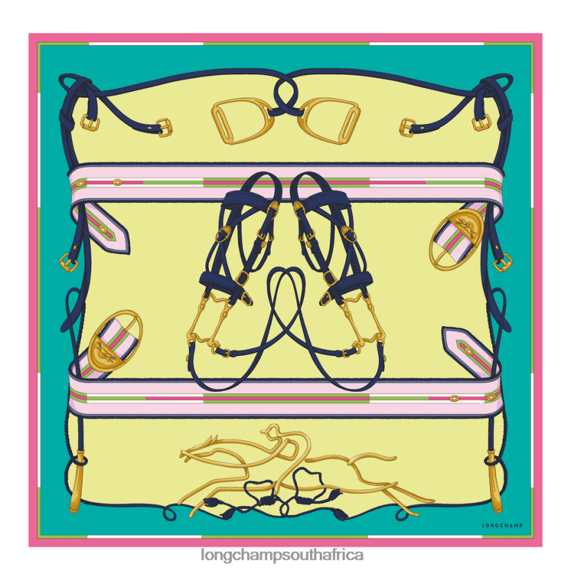 Spring/Summer 2023 Collection Silk scarf 90 Turquoise Accessories Longchamp Women 6D0H6J1048