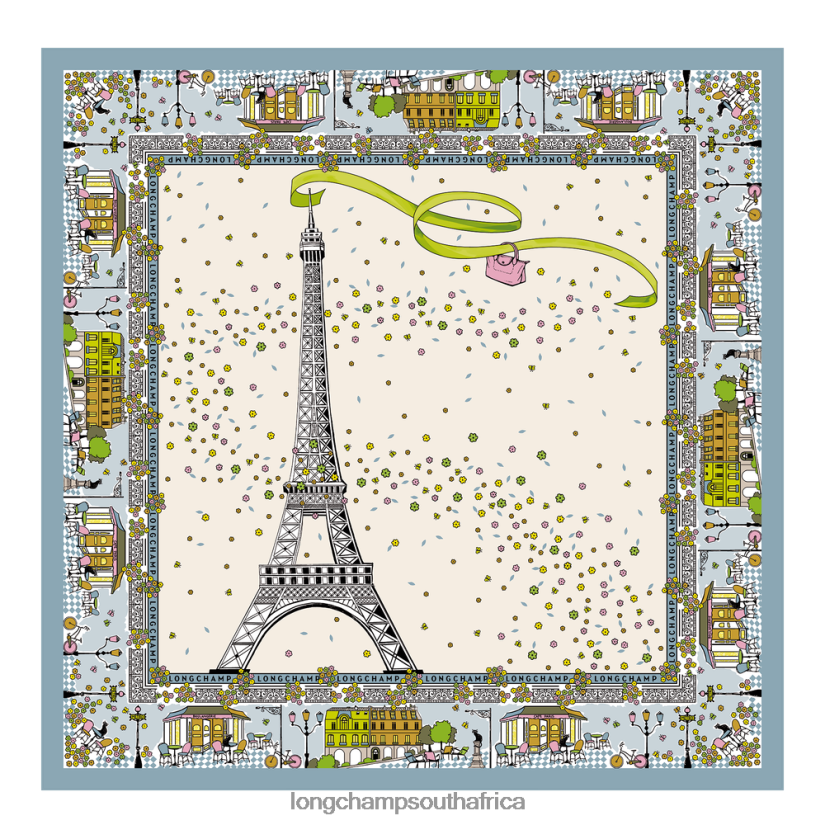 Spring/Summer 2023 Collection Silk scarf Cloud Blue Accessories Longchamp Women 6D0H6J1013