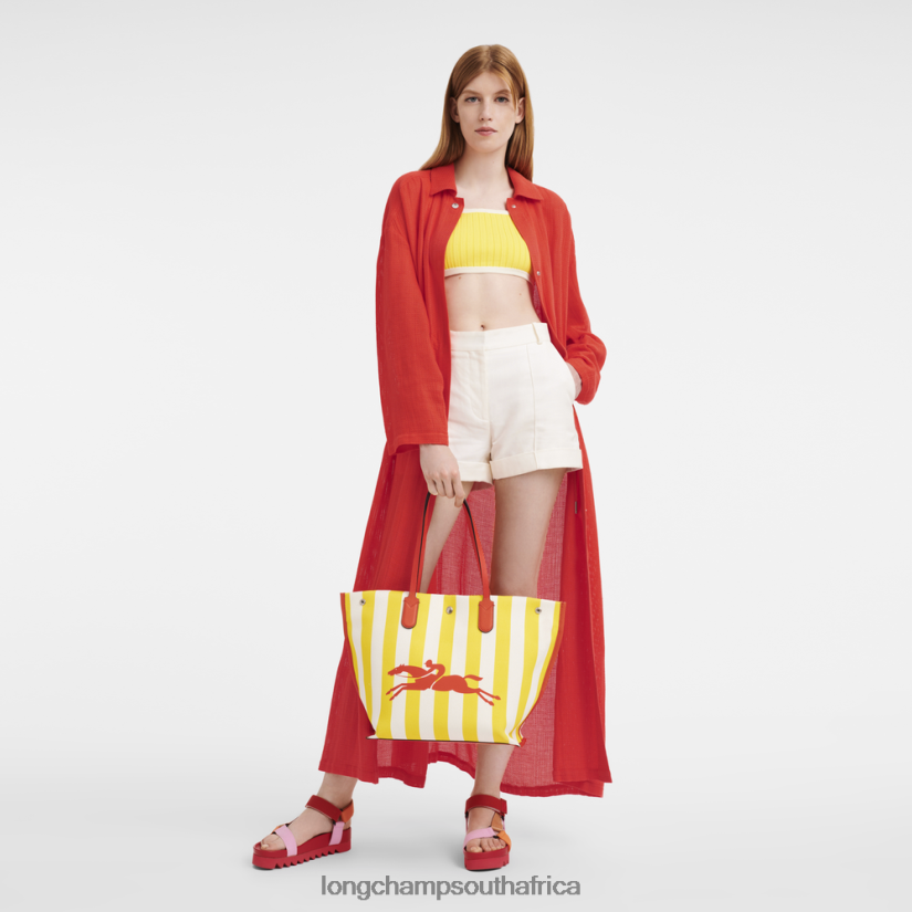 Roseau Essential Tote bag Yellow/White Bags Longchamp Women 6D0H6J364