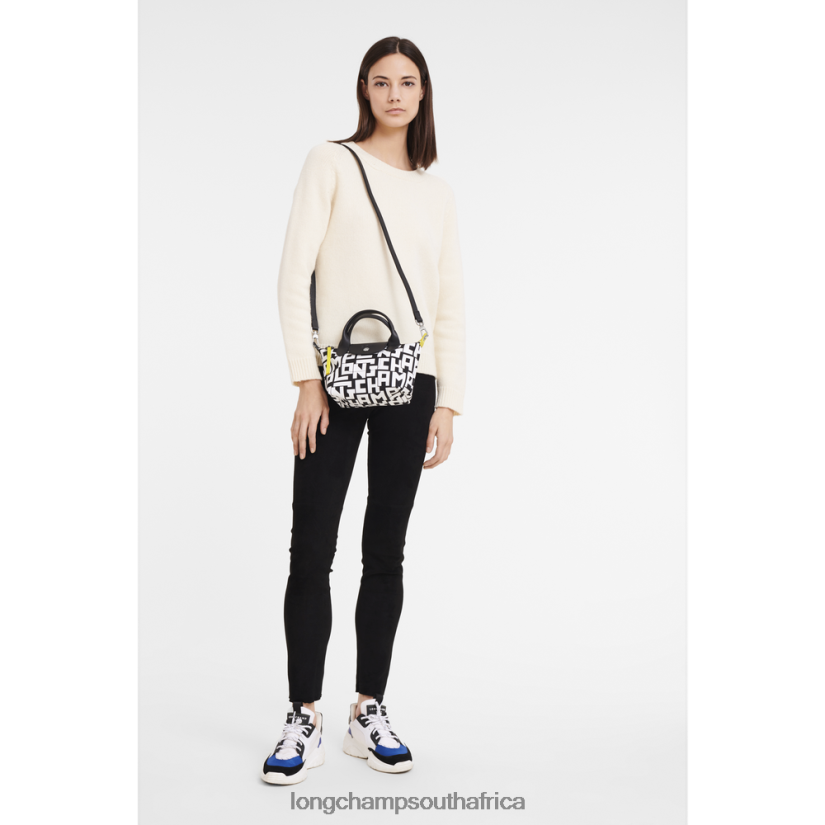 Le Pliage LGP Handbag Black/White Bags Longchamp Women 6D0H6J89