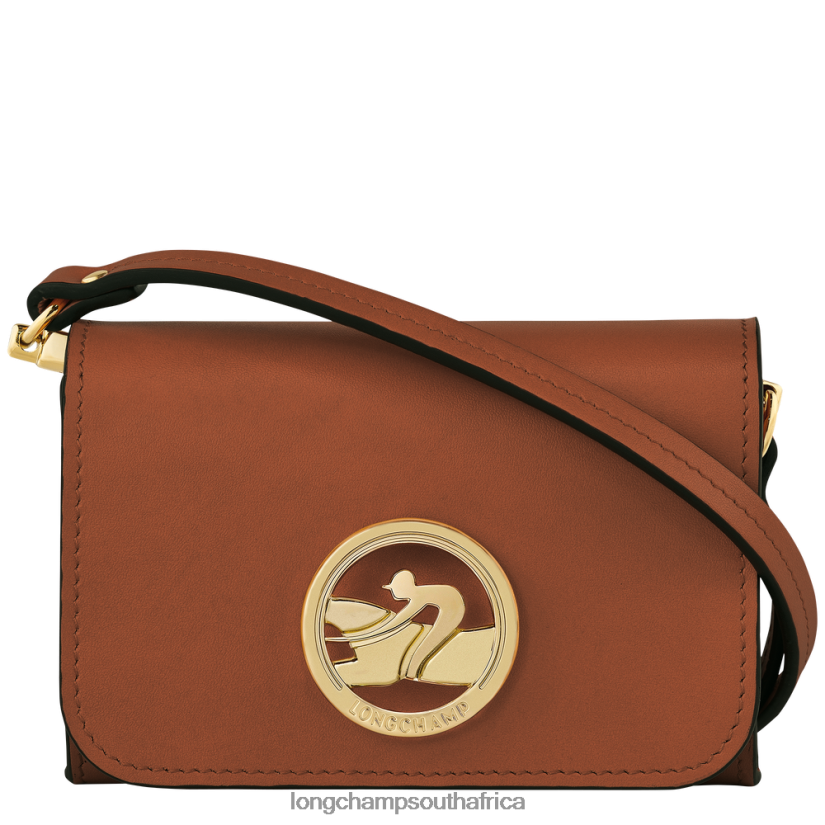 Box-Trot Coin purse with shoulder strap Cognac Leather Goods Longchamp Women 6D0H6J518