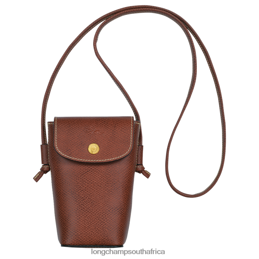 Epure Phone case with leather lace Brown Leather Goods Longchamp Women 6D0H6J708
