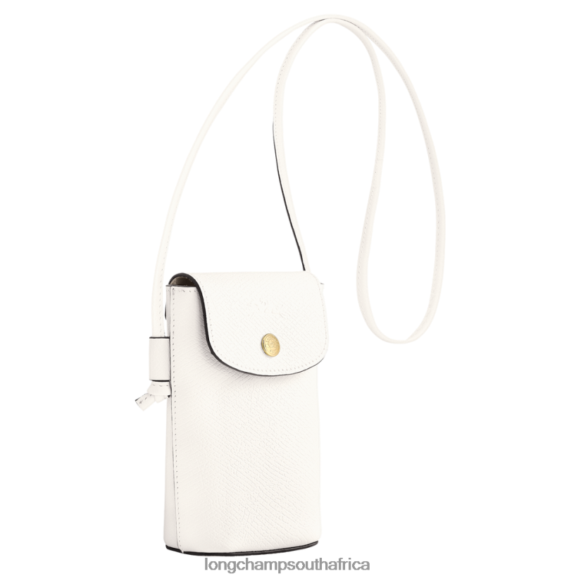Epure Phone case with leather lace White Leather Goods Longchamp Women 6D0H6J707