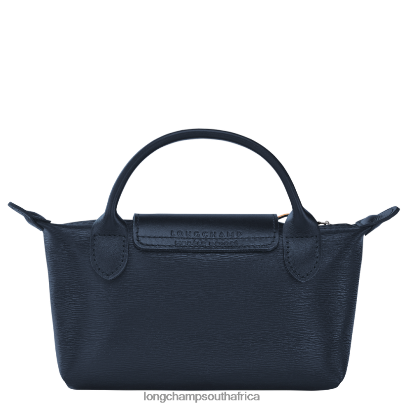 Le Pliage City Pouch with handle Navy Leather Goods Longchamp Women 6D0H6J680