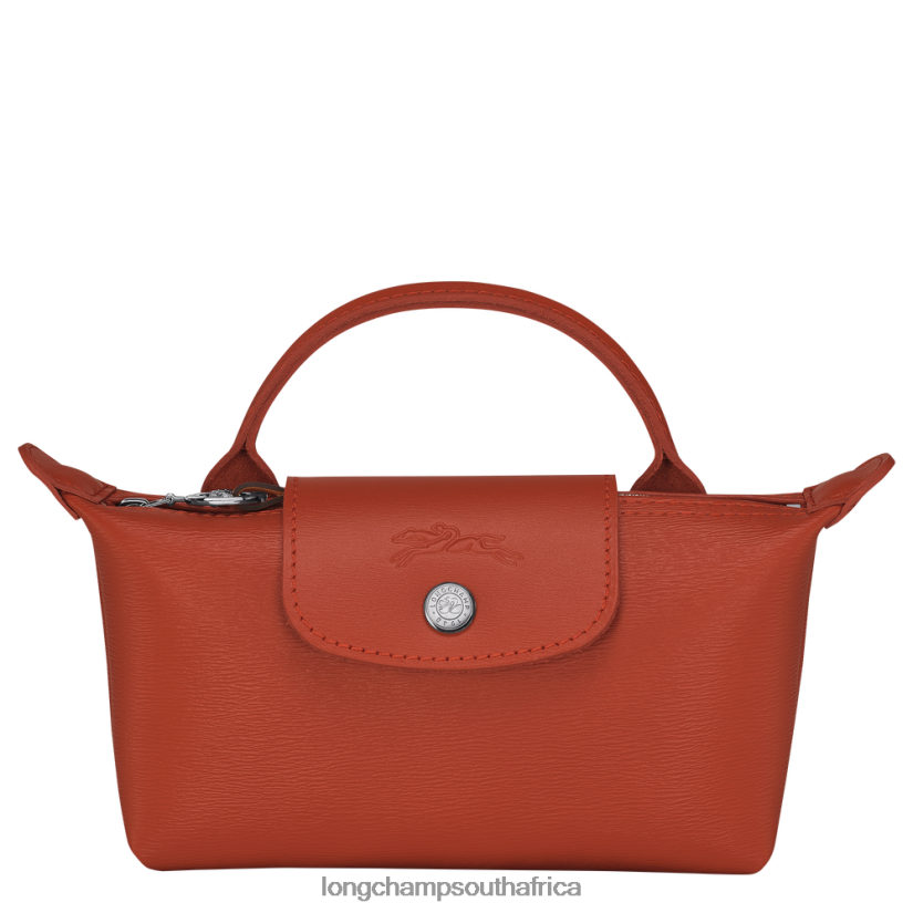 Le Pliage City Pouch with handle Terracotta Leather Goods Longchamp Women 6D0H6J679