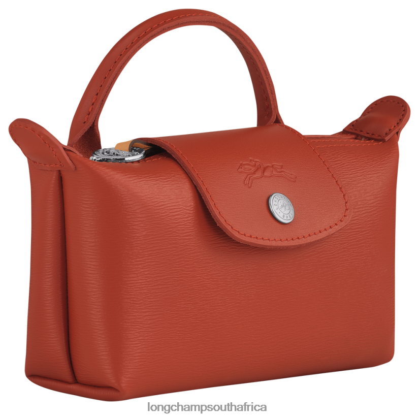 Le Pliage City Pouch with handle Terracotta Leather Goods Longchamp Women 6D0H6J679
