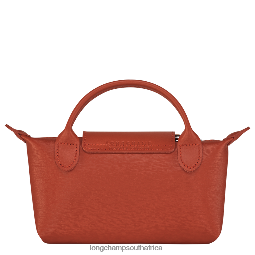 Le Pliage City Pouch with handle Terracotta Leather Goods Longchamp Women 6D0H6J679