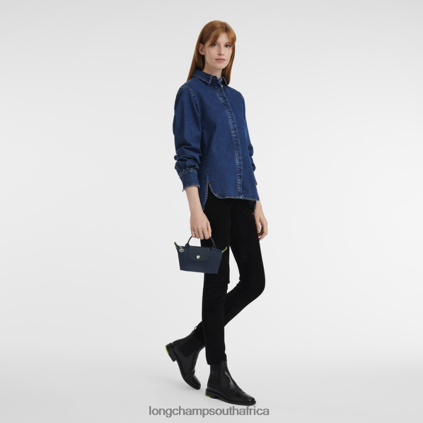 Le Pliage Green Pouch with handle Navy Leather Goods Longchamp Women 6D0H6J673