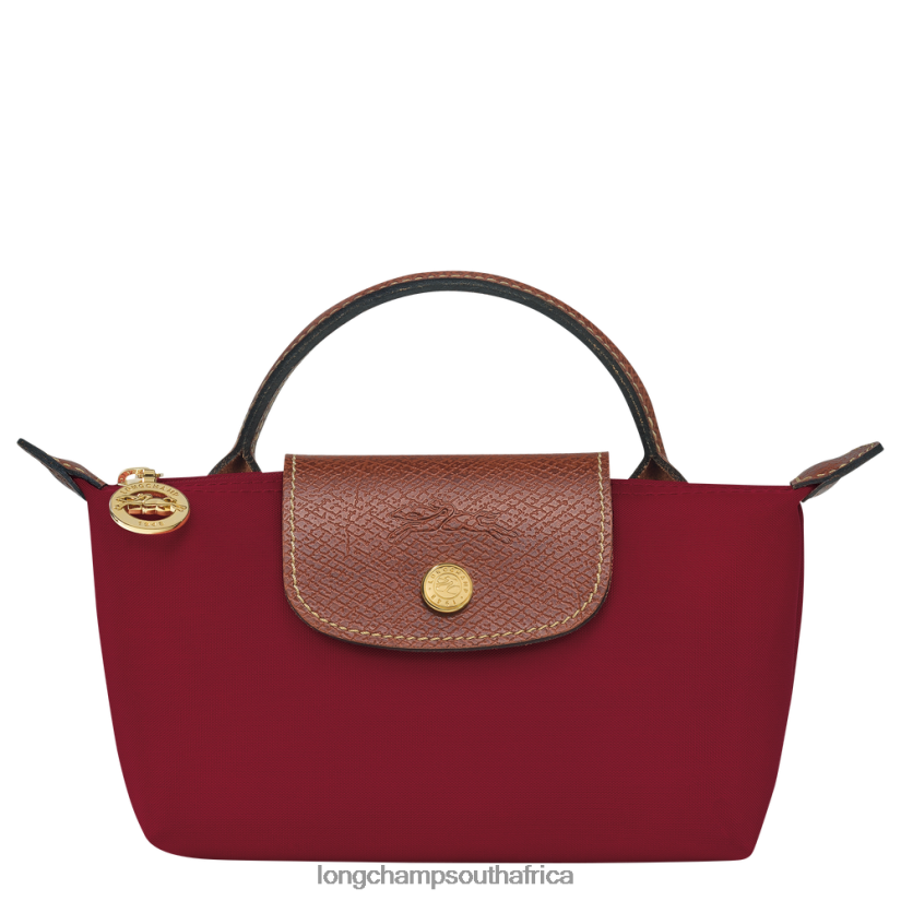 Le Pliage Original Pouch with handle Red Leather Goods Longchamp Women 6D0H6J664