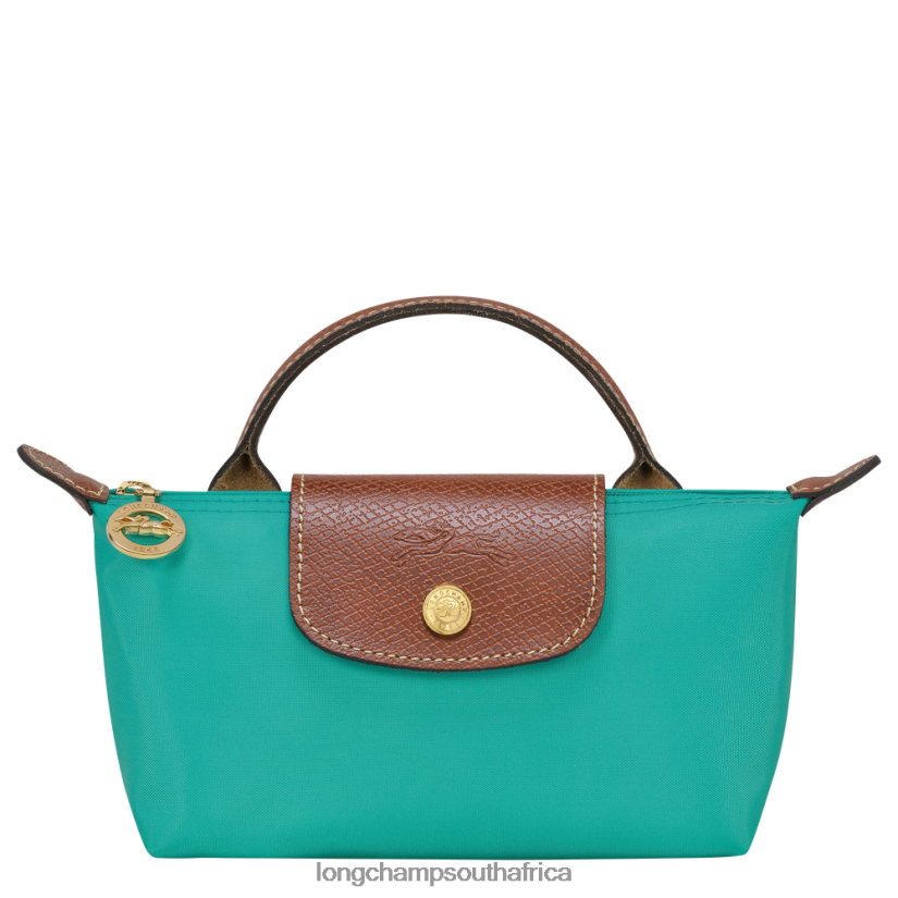 Le Pliage Original Pouch with handle Turquoise Leather Goods Longchamp Women 6D0H6J666