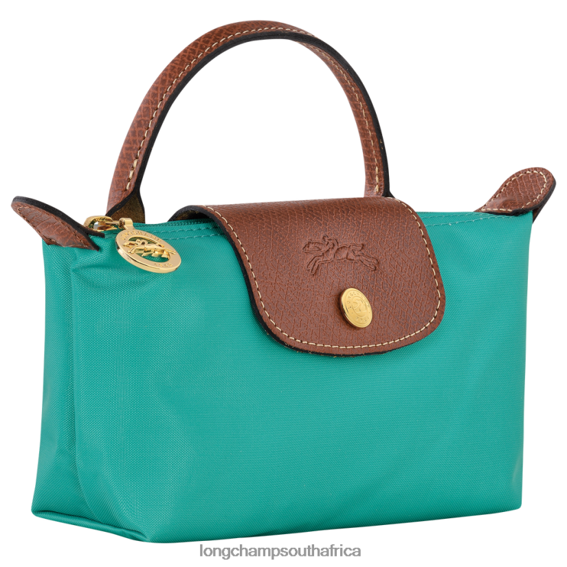 Le Pliage Original Pouch with handle Turquoise Leather Goods Longchamp Women 6D0H6J666