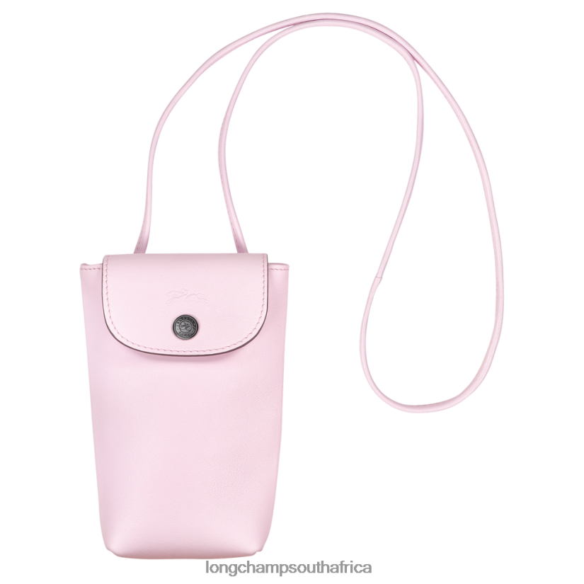 Le Pliage Xtra Phone case with leather lace Petal Pink Leather Goods Longchamp Women 6D0H6J722