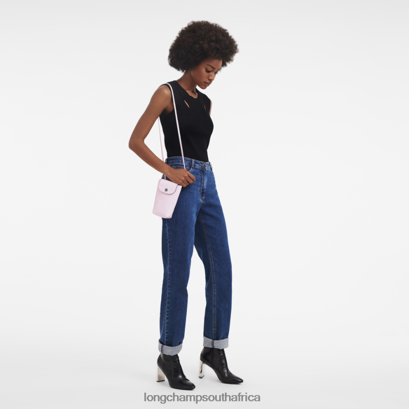 Le Pliage Xtra Phone case with leather lace Petal Pink Leather Goods Longchamp Women 6D0H6J722