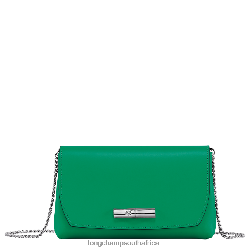 Roseau Clutch Grass/Green Light Leather Goods Longchamp Women 6D0H6J248