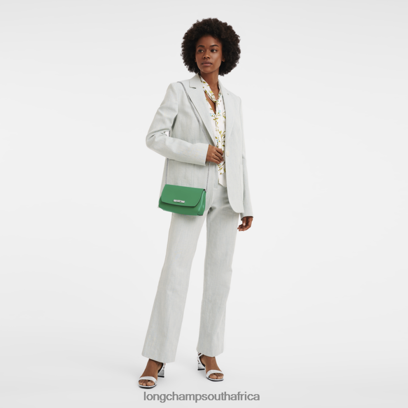 Roseau Clutch Grass/Green Light Leather Goods Longchamp Women 6D0H6J248