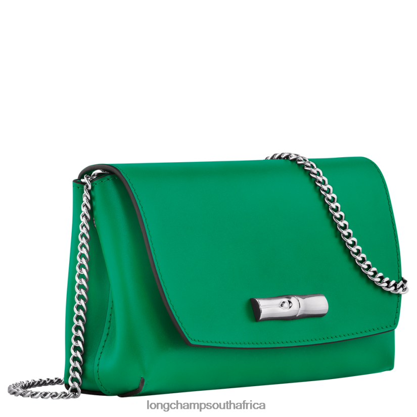 Roseau Clutch Grass/Green Light Leather Goods Longchamp Women 6D0H6J248