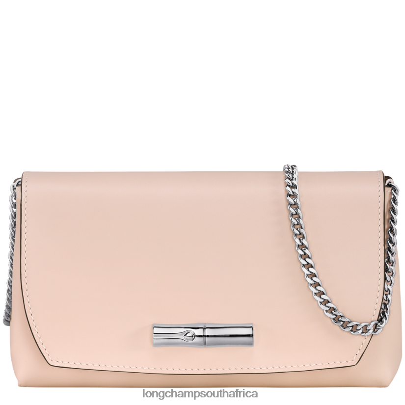 Roseau Clutch Pale Pink Leather Goods Longchamp Women 6D0H6J249