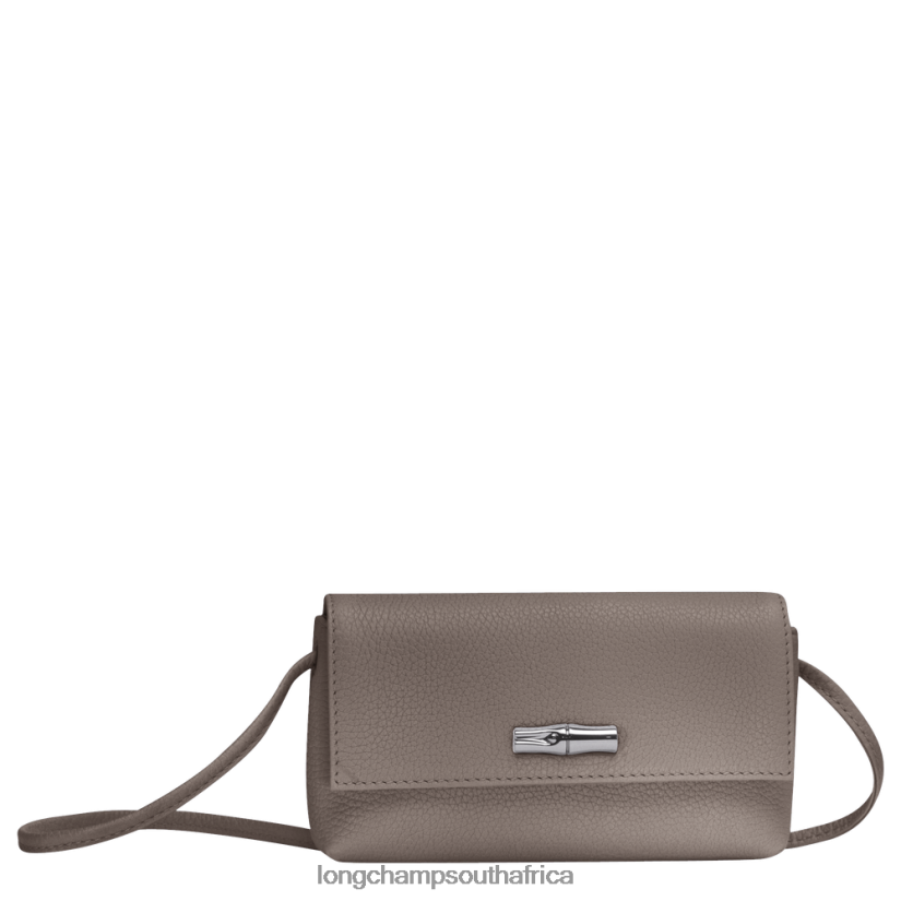 Roseau Essential Clutch Grey Leather Goods Longchamp Women 6D0H6J11