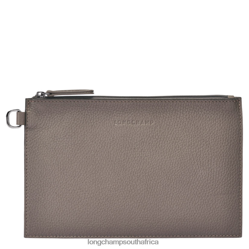 Roseau Essential Pouch Grey Leather Goods Longchamp Women 6D0H6J692