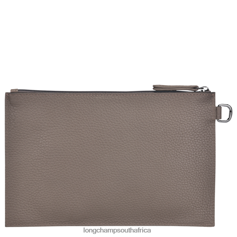 Roseau Essential Pouch Grey Leather Goods Longchamp Women 6D0H6J692
