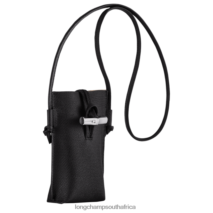 Roseau Phone case with lace Black Leather Goods Longchamp Women 6D0H6J683