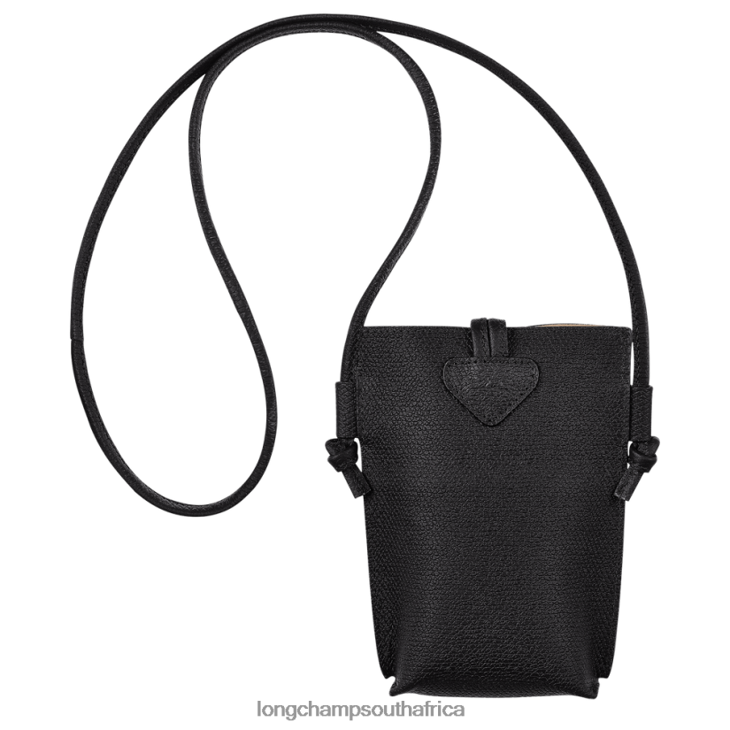 Roseau Phone case with lace Black Leather Goods Longchamp Women 6D0H6J683