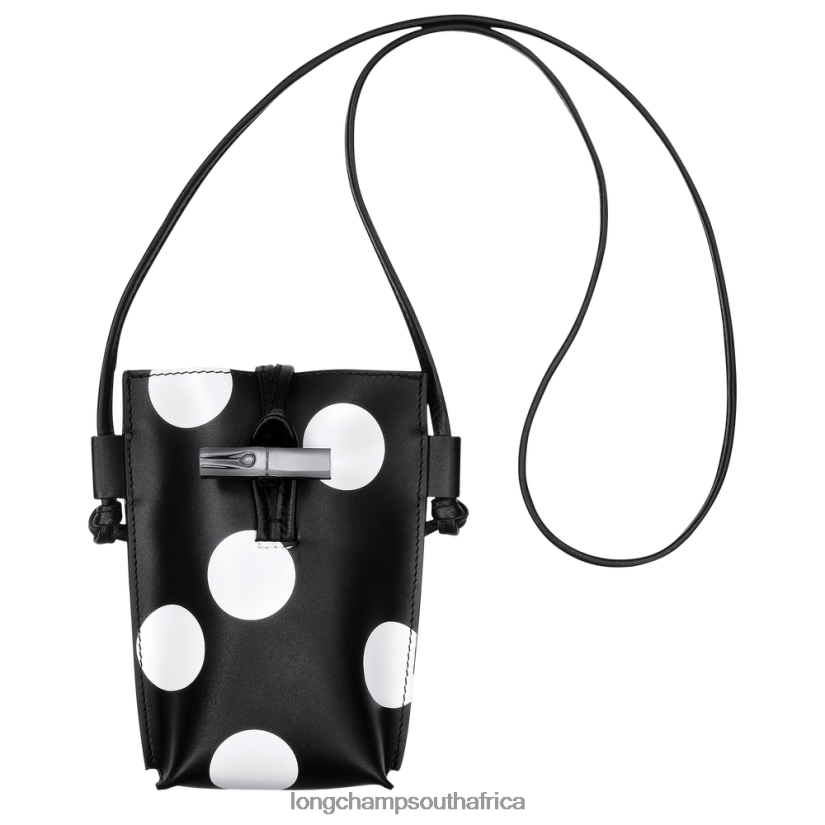 Roseau Phone case with leather lace Black Leather Goods Longchamp Women 6D0H6J682