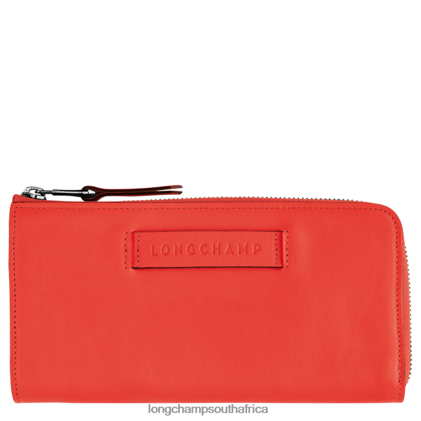 3D Wallet with zip around Orange Leather Goods Longchamp Women 6D0H6J623