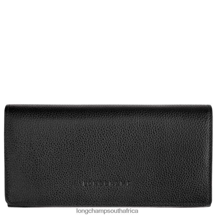 Le Foulonne Continental wallet Black Leather Goods Longchamp Women 6D0H6J609