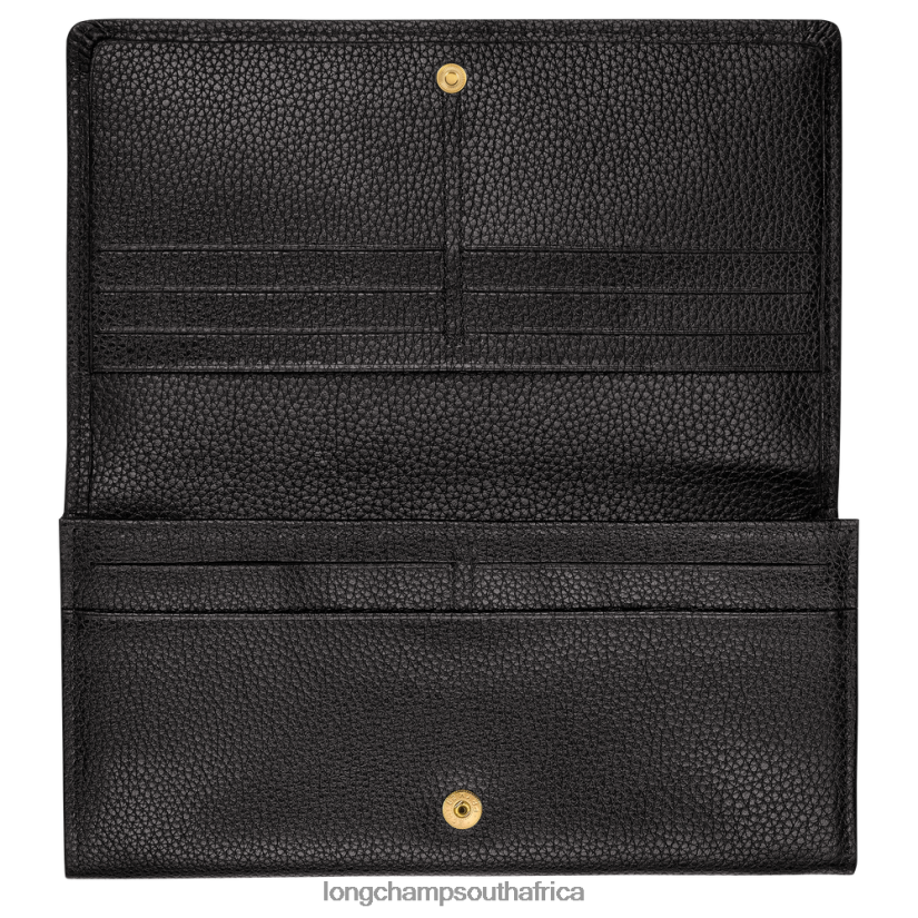 Le Foulonne Continental wallet Black Leather Goods Longchamp Women 6D0H6J609