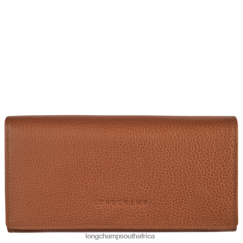 Le Foulonne Continental wallet Caramel Leather Goods Longchamp Women 6D0H6J610