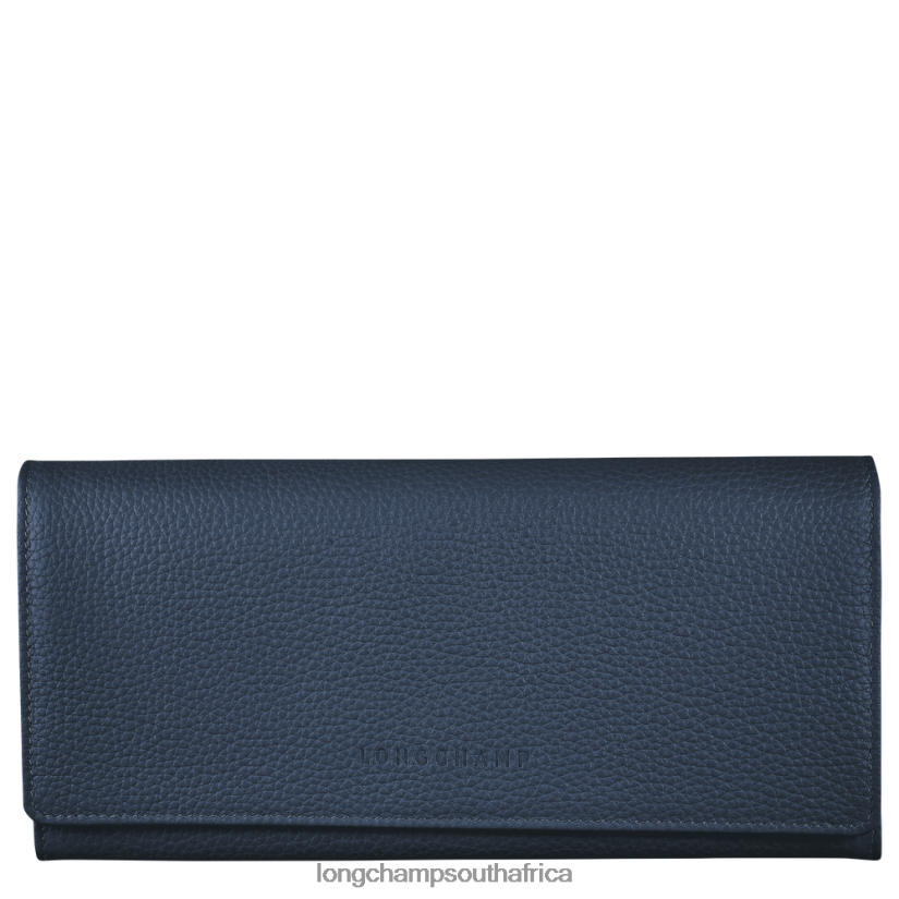 Le Foulonne Continental wallet Navy Leather Goods Longchamp Women 6D0H6J608
