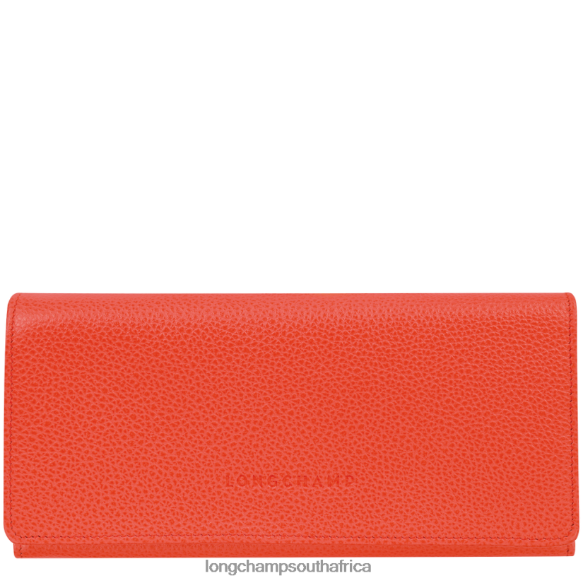 Le Foulonne Continental wallet Orange Leather Goods Longchamp Women 6D0H6J603