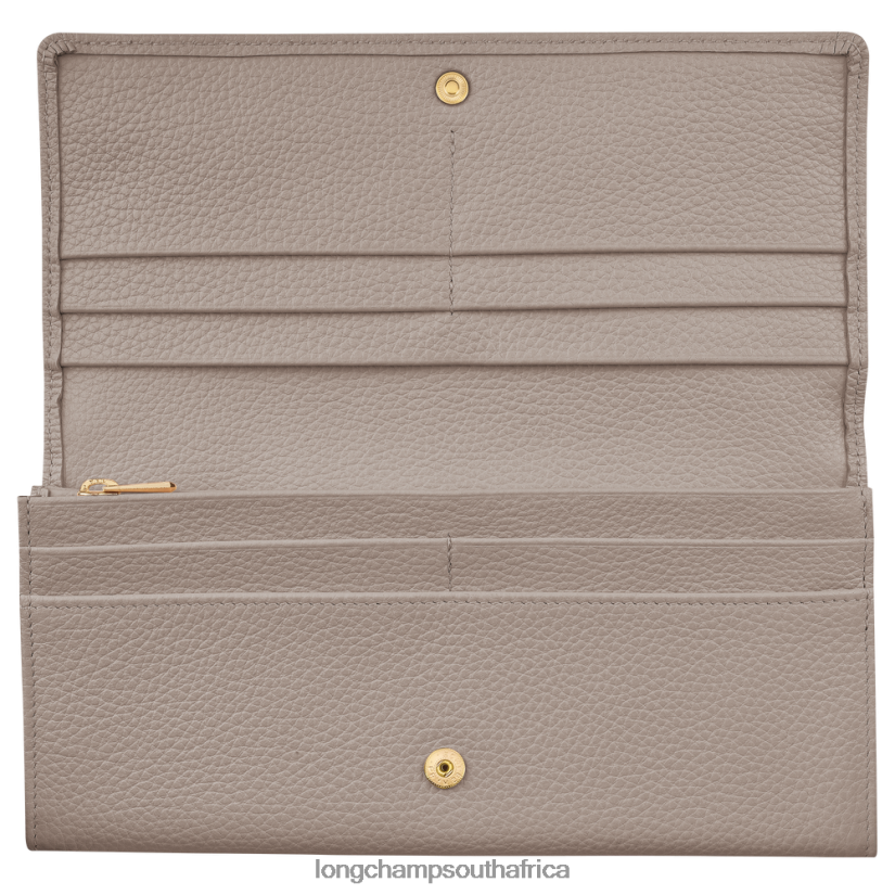 Le Foulonne Continental wallet Turtledove Leather Goods Longchamp Women 6D0H6J606