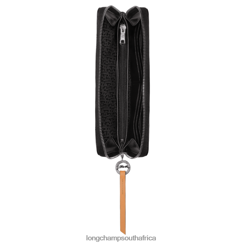 Le Pliage City Wallet with zip around Black Leather Goods Longchamp Women 6D0H6J550