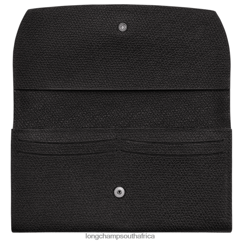 Roseau Continental wallet Black Leather Goods Longchamp Women 6D0H6J587