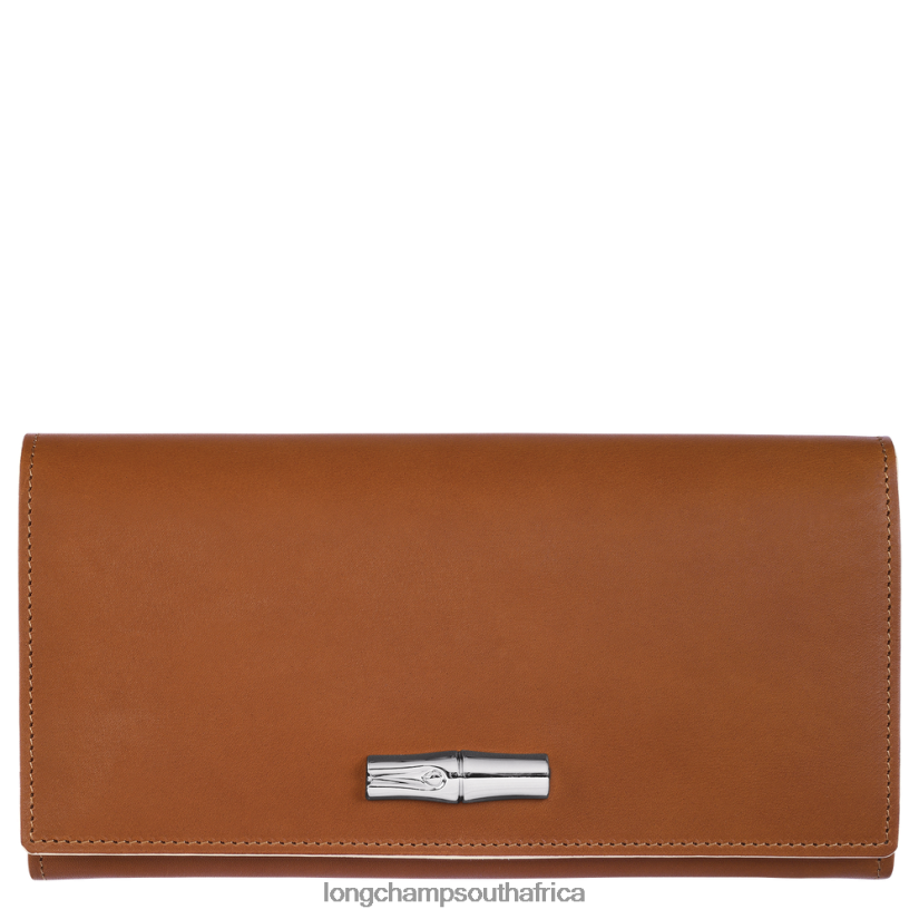 Roseau Continental wallet Cognac Leather Goods Longchamp Women 6D0H6J594