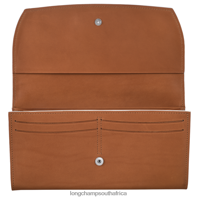 Roseau Continental wallet Cognac Leather Goods Longchamp Women 6D0H6J594