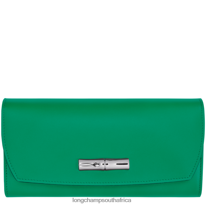 Roseau Continental wallet Grass/Green Light Leather Goods Longchamp Women 6D0H6J566