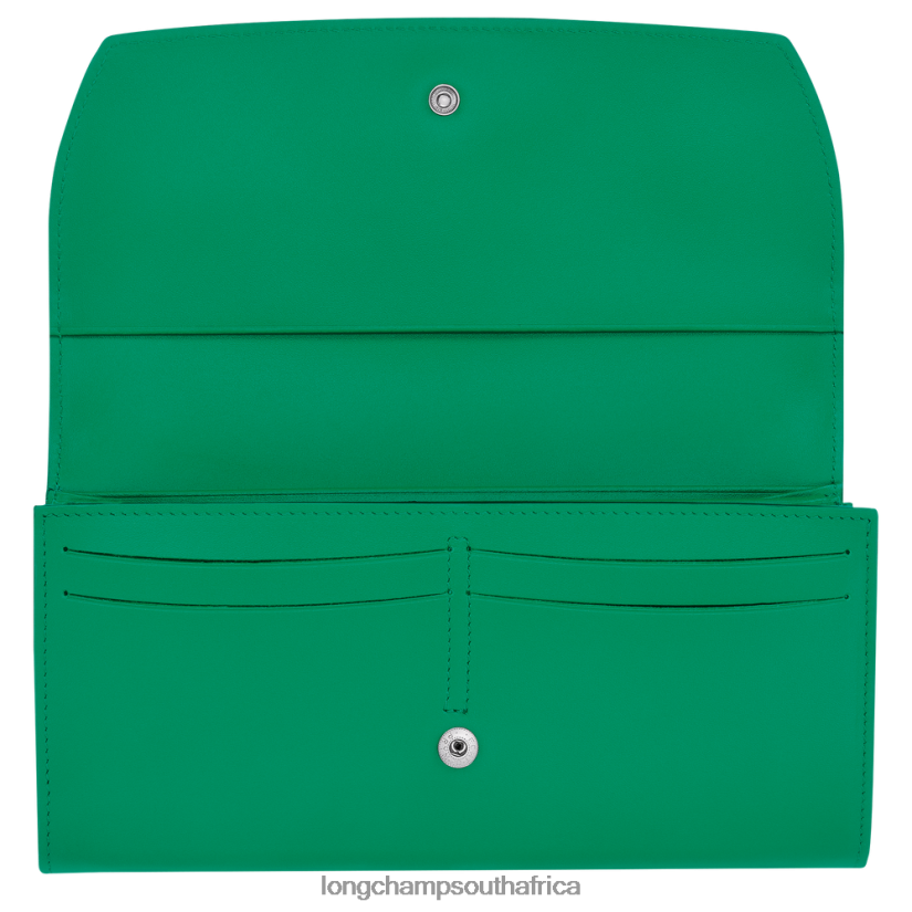 Roseau Continental wallet Grass/Green Light Leather Goods Longchamp Women 6D0H6J566