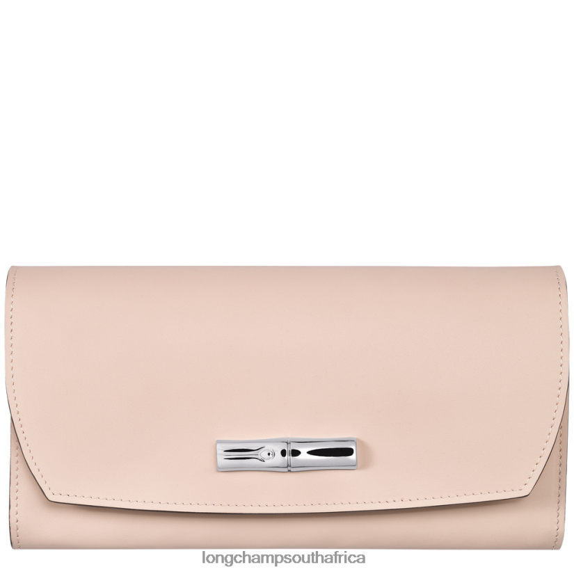 Roseau Continental wallet Pale Pink Leather Goods Longchamp Women 6D0H6J567
