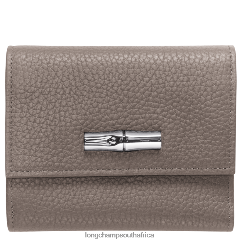 Roseau Essential Compact wallet Grey Leather Goods Longchamp Women 6D0H6J570