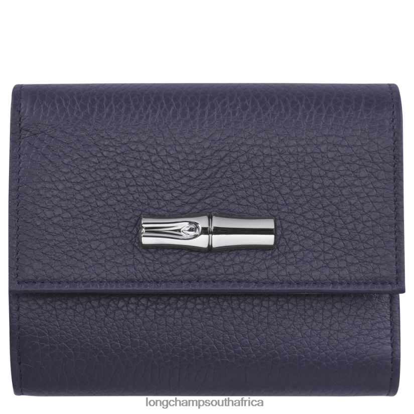 Roseau Essential Compact wallet Navy Leather Goods Longchamp Women 6D0H6J569