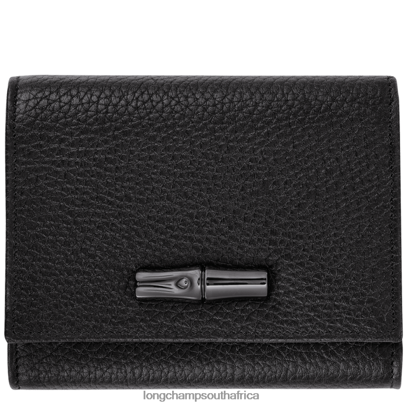 Roseau Essential Wallet Black Leather Goods Longchamp Women 6D0H6J571