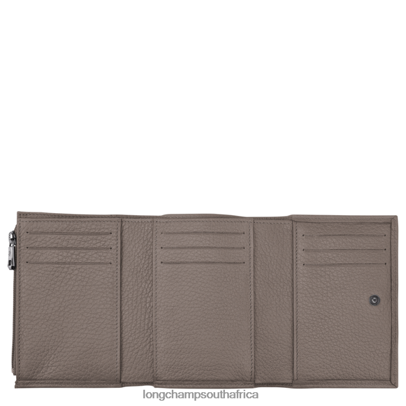 Roseau Essential Wallet Grey Leather Goods Longchamp Women 6D0H6J573