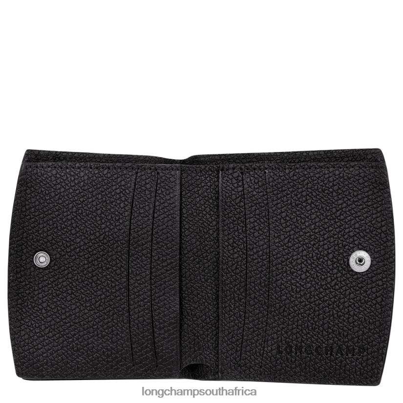 Roseau Wallet Black Leather Goods Longchamp Women 6D0H6J581
